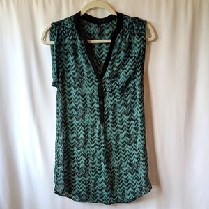 Maurices Blue and Black Chevron Blouse